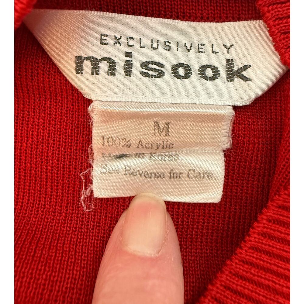 Misook Red Mock Neck Sleeveless Knit Top Side Slit Size M - Picture 3 of 7
